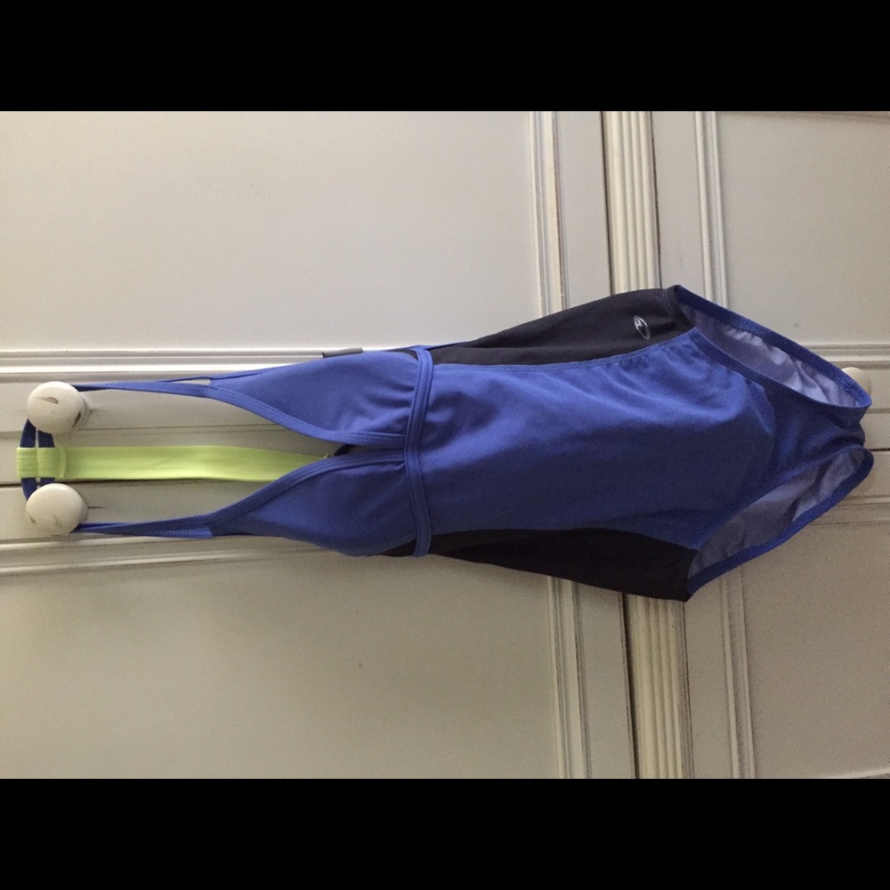 Blue and Black Women's Swimsuit